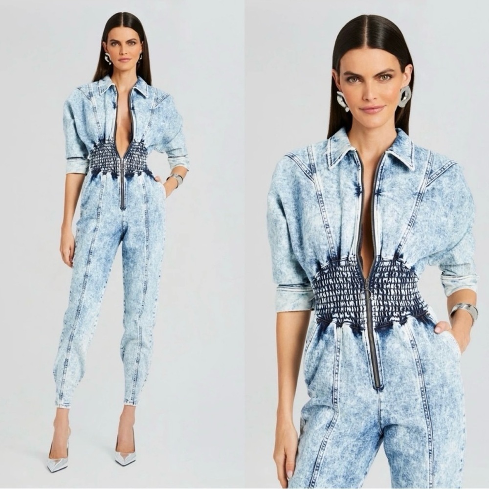 Retrofete Eti Denim Jumpsuit In Light Blue Acid Wash Size Small